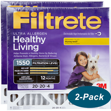 3M Filtrete Healthy Living 1550 MPR Ultra Allergen Reduction Filters 20x20x4 2-PK