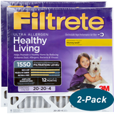 3M Filtrete Healthy Living 1550 MPR Ultra Allergen Reduction Filters 20x20x4 2-PK
