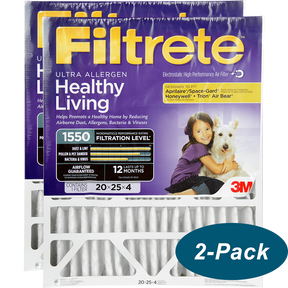3M Filtrete Healthy Living 1550 MPR Ultra Allergen Reduction Filters 20x25x4 2-PK