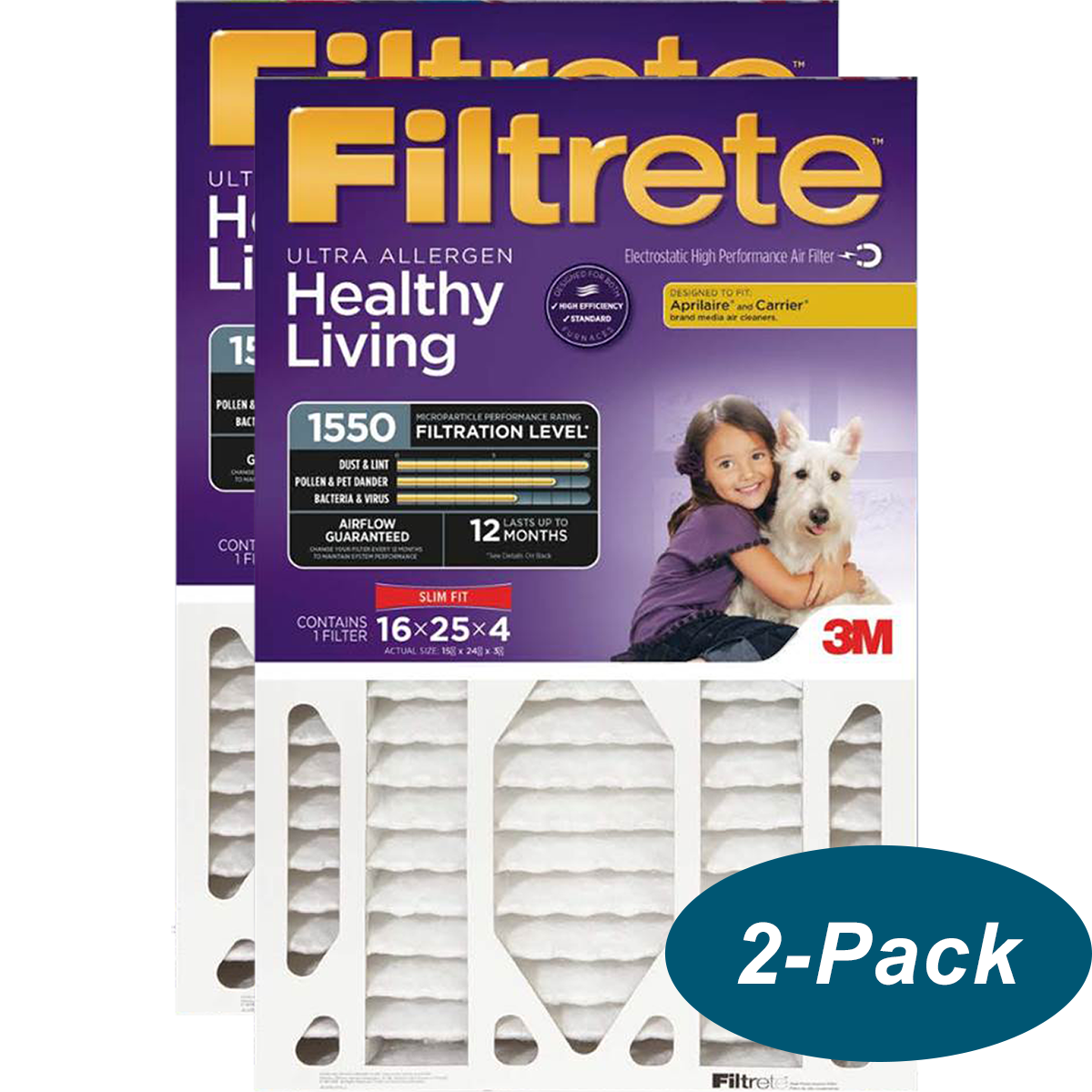3M Filtrete Healthy Living Ultra Allergen 1550 MPR Slim Fit Filters