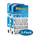 3M Filtrete MPR 1900 5-inch Allergen, Bacteria and Virus Filters 16x25x5 (2 Pack) - Main