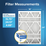 3M Filtrete MPR 1900 5-inch Allergen, Bacteria and Virus Filters 16x25x5 - Dimensions