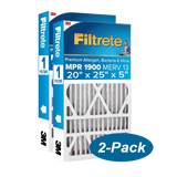 3M Filtrete MPR 1900 5-inch Allergen, Bacteria and Virus Filters 20x25x5 (2 Pack) - Main