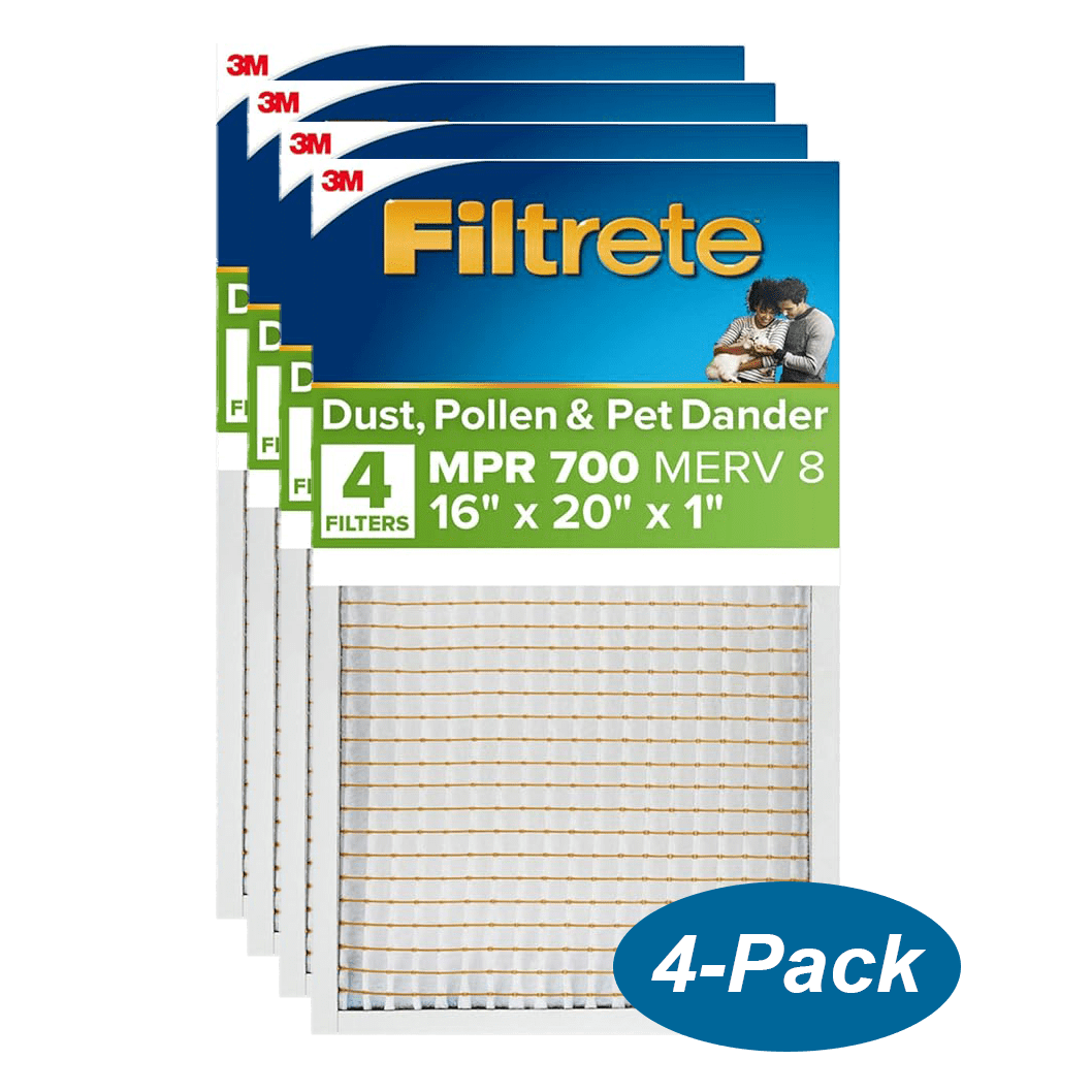 3M Filtrete MPR 700 1-inch Dust, Pollen and Pet Dander Filters 16x20x1 (4 Pack) - Main