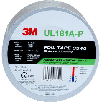 3M Foil Tape UL181A-P and UL181B-FX listed Duct Tape 3340, 2.5 in x 50 yd, 3.9 mil - main