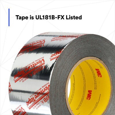 3M Venture Tape UL181B-FX Printed Polypropylene Duct Tape 1599B, Silver, 72mm x 109.7m - infographic 1