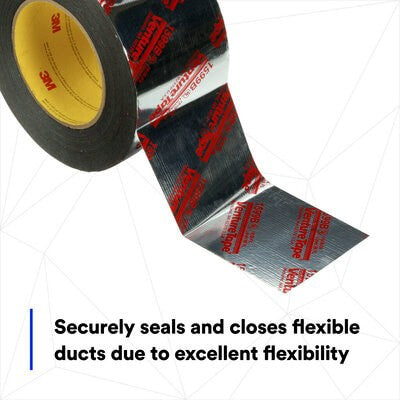 3M Venture Tape UL181B-FX Printed Polypropylene Duct Tape 1599B, Silver, 72mm x 109.7m - infographic 2
