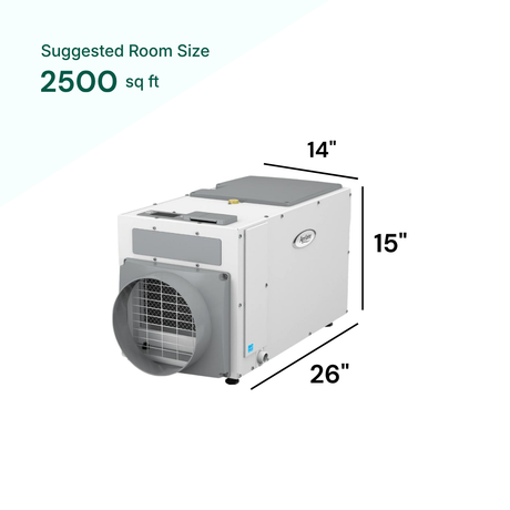 AprilAire E080 80 Pint Energy Star Dehumidifier suggested room size 2500sq ft