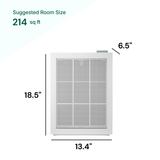 Rectangular air filter with dimensions labeled on a white background