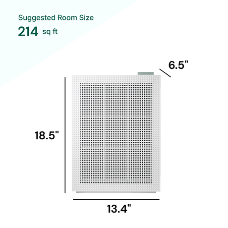 Rectangular air filter with dimensions labeled on a white background