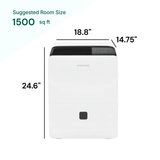 Frigidaire 60 Pint suggested room size 1500 sq ft