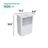 Hisense 25 Pint suggested room size 1500 sq ft