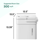 Midea Cube 20 Pint suggested room size 300 sq ft