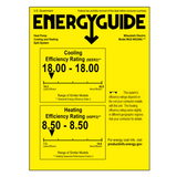 Mitsubishi WX Series 24000 BTU Ductless Mini Split Energy Guide label with scales