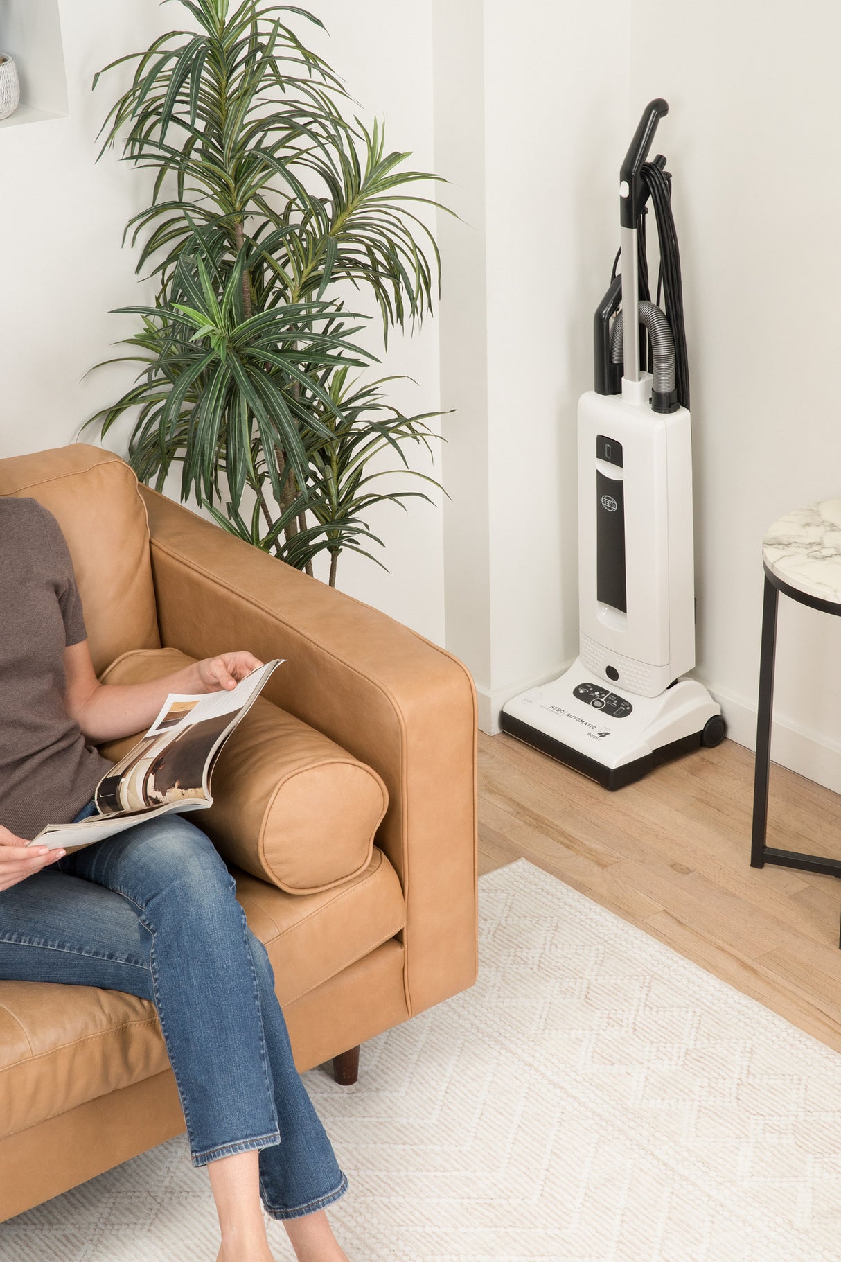 SEBO Automatic X& Premium Upright tucks away with its slim profile