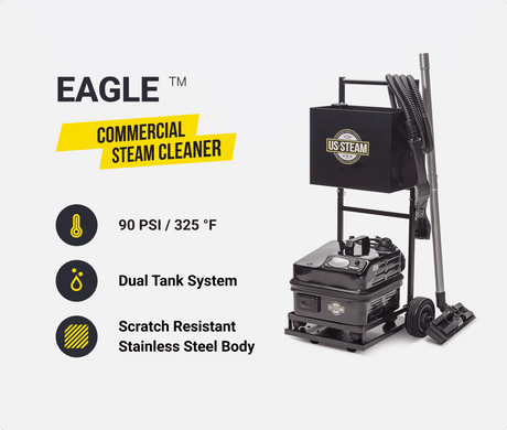 US Steam Eagle
#1 Most Trusted Grout Steam Cleaner
90 PSI / 325 F
3-Year Manufacturer Warranty
Dual-Tank System for non-stop cleaning
Constructed with stainless steel and coated with scratch-resistant paint