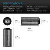 AC Infinity Charcoal Carbon Filter for 6-in Duct Fan