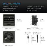 Ac Infinity Airlift 12 Inch Shutter Exhaust Fan Speed Controller Specs 1