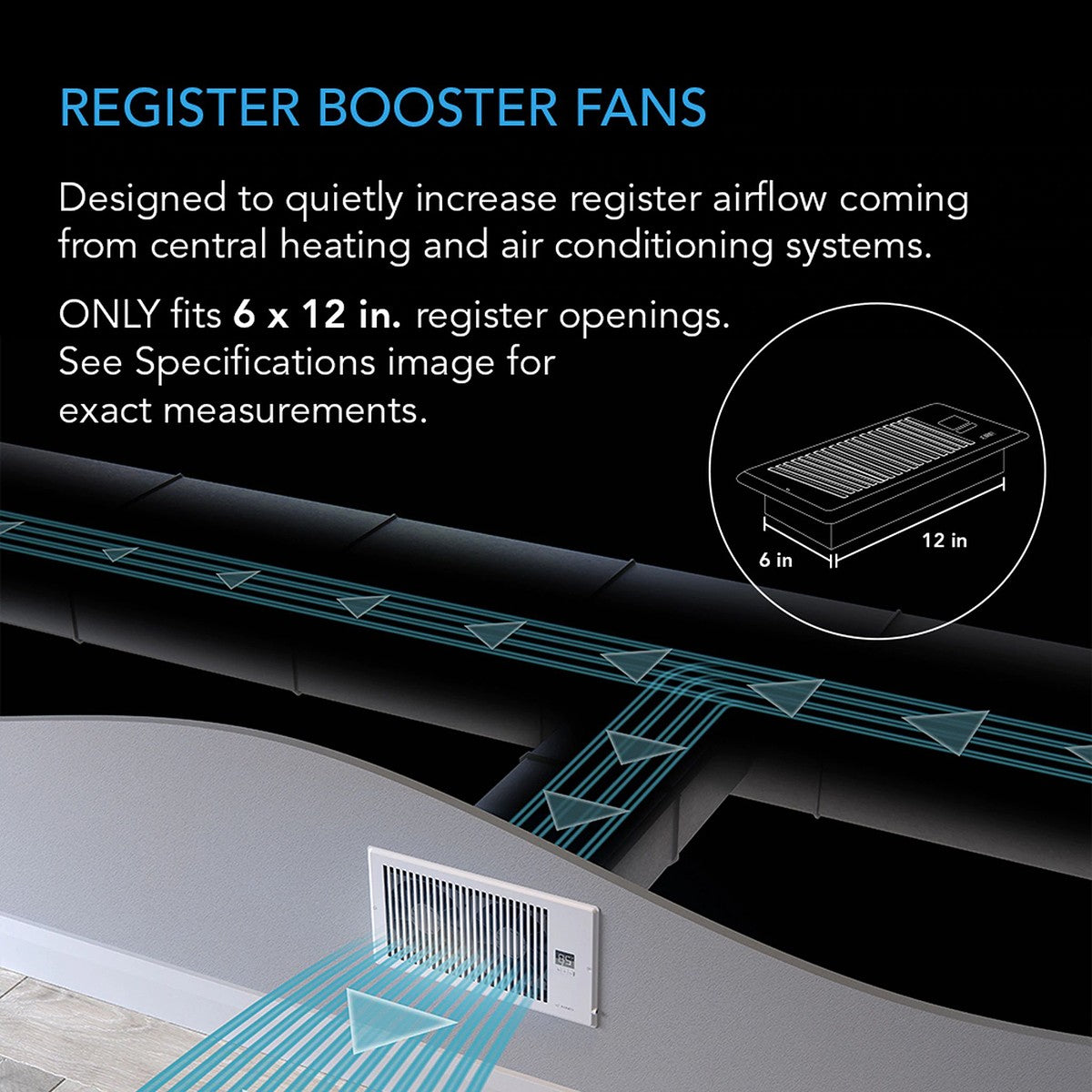 AC Infinity AIRTAP T6 6-In x 12-In Register Booster Fan