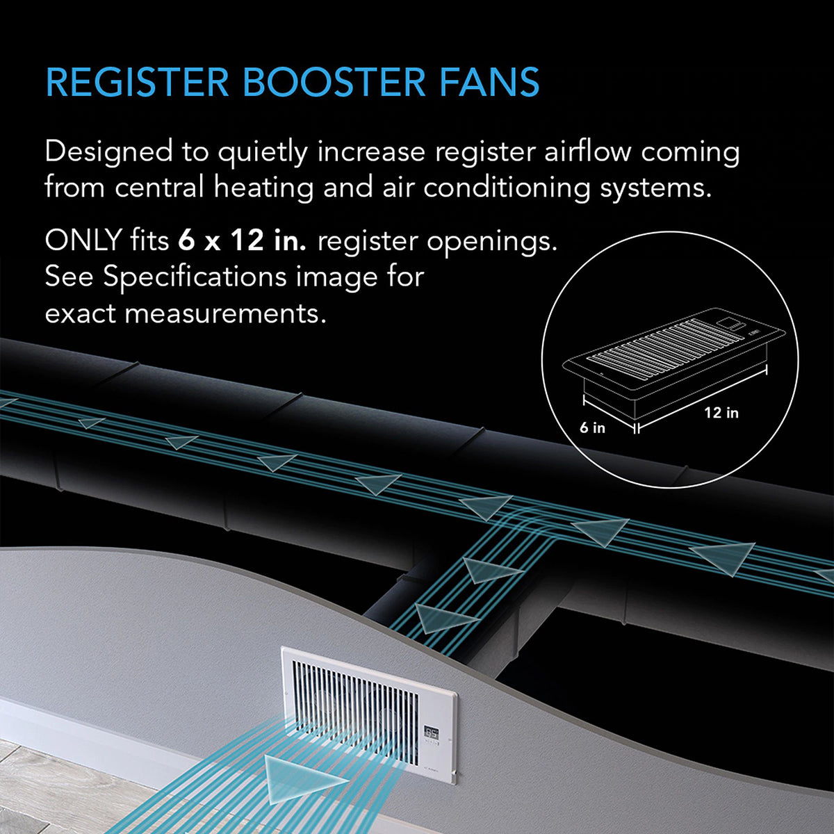 Ac Infinity Airtap T4 6 X 12 Register Booster Fan Airflow