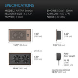 AC Infinity AIRTAP T6 6-In x 12-In Register Booster Fan