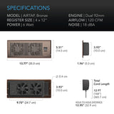 AC Infinity AIRTAP T4 4-In x 12-In Register Booster Fan