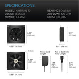 AC Infinity AIRTITAN T3 6-In Ventilation Fan w/ Temperature & Humidity Controller