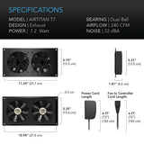 Ac Infinity Airtitan T7 Basement Ventilation Fan Dimensions