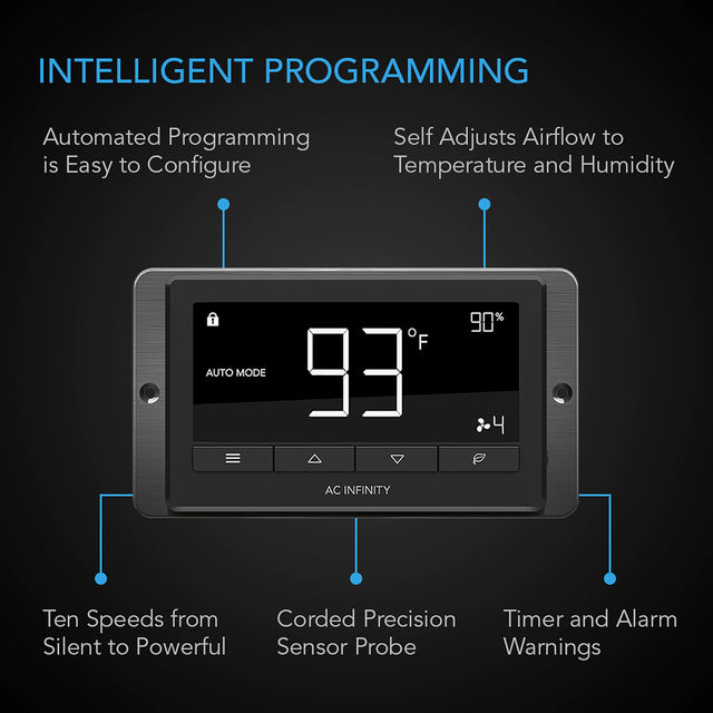 AC Infinity AIRTITAN T7 12-In Ventilation Fan w/ Temperature & Humidity Controller - Intelligent Programming