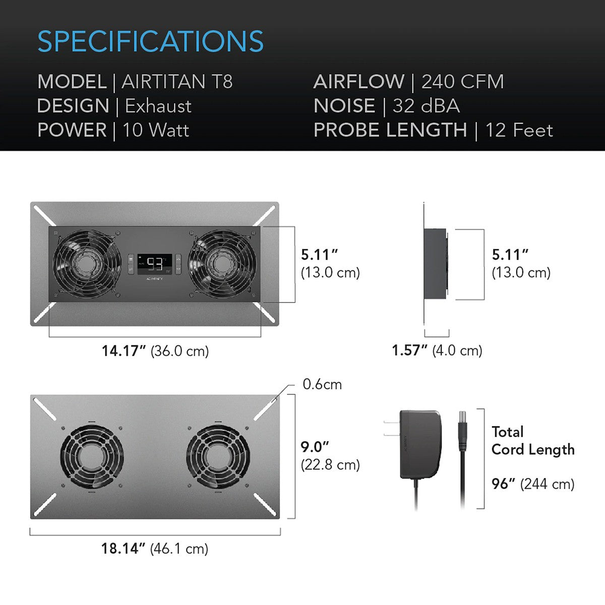 AC Infinity AIRTITAN T8 Crawlspace/Basement Exhaust Fan