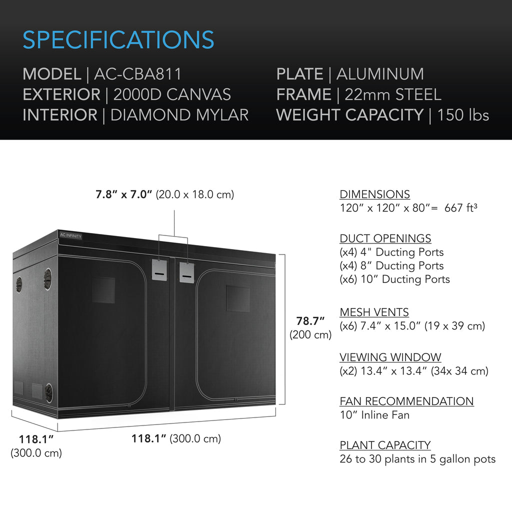 Ac Infinity Cloudlab 80 Inch Grow Tent 811 Specs