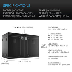 Ac Infinity Cloudlab 80 Inch Grow Tent 811 Specs