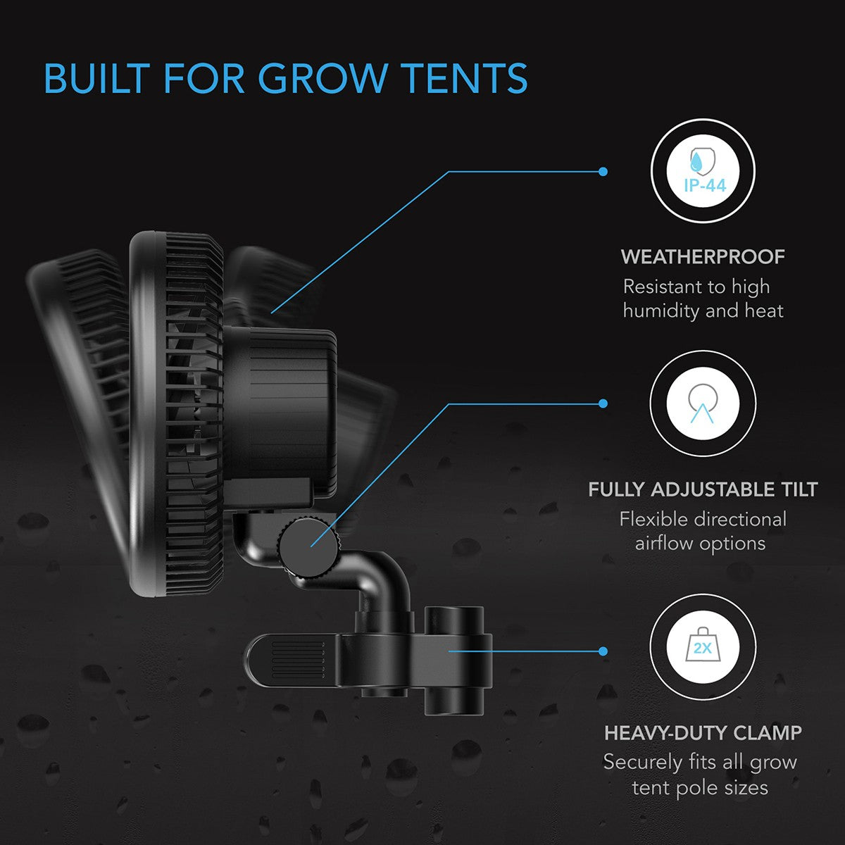 AC Infinity CLOUDRAY 10-Speed Grow Tent Clip Fan - Details
