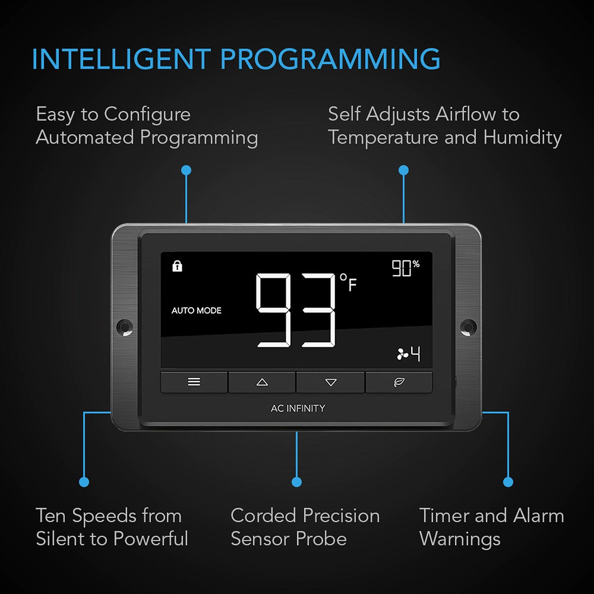 AC Infinity CLOUDRAY T10 Whole House Fan w/ Temperature & Humidity Controller - Digital Controller