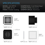 AC Infinity CLOUDWAY T10 Whole House Fan w/ Temperature & Humidity Controller - Specs