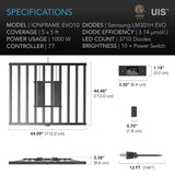 AC Infinity IONFRAME EVO Commercial LED Grow Light - 1000w - Spec Sheet
