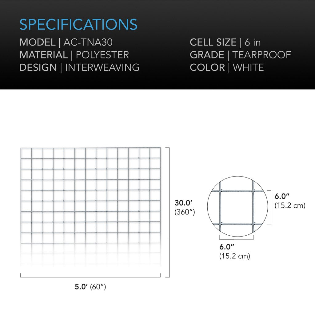AC Infinity Polyester Plant Trellis Netting 5 x 30 ft. Specifications