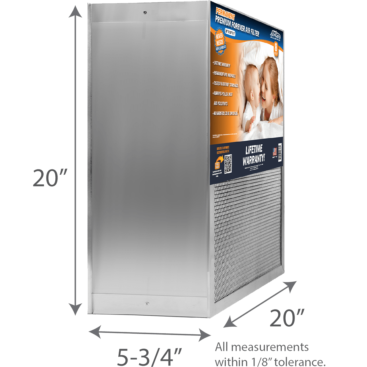 Air-Care 6-In. Deep Permanent Electrostatic Washable MERV 8 Air Filter 20 x 20