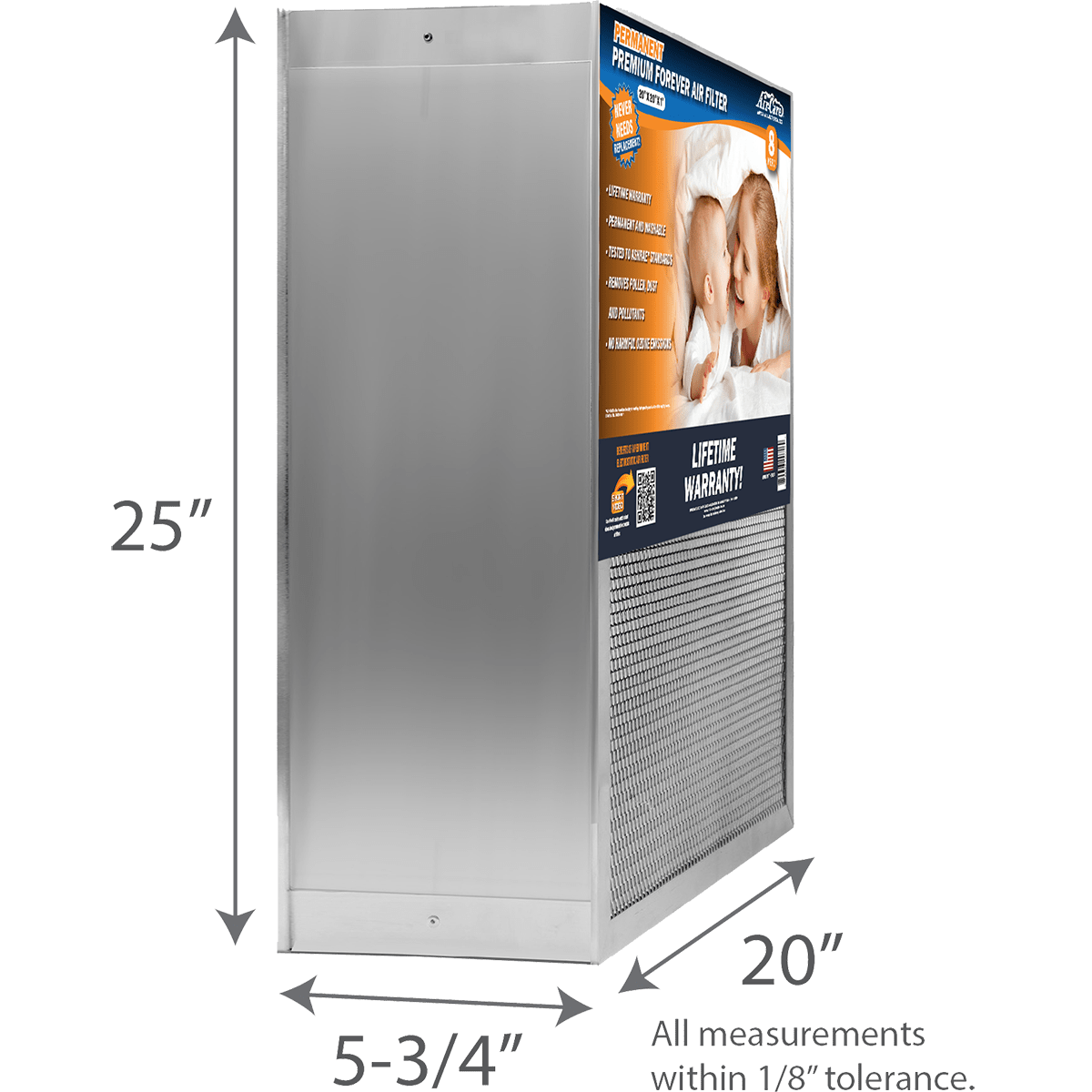 Air-Care 6-In. Deep Permanent Electrostatic Washable MERV 8 Air Filter 20 x 25