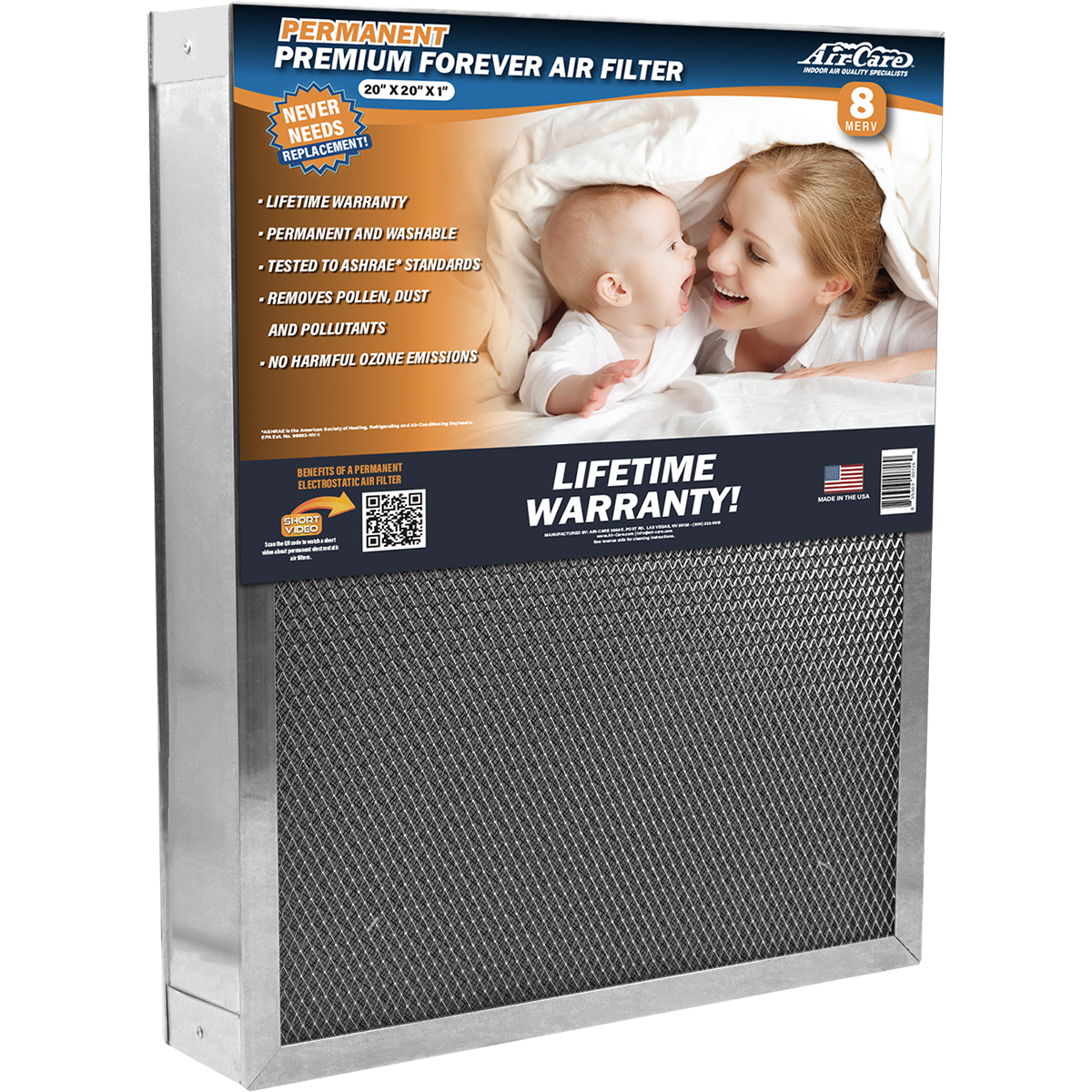 Air-Care 5-In. Deep Permanent Electrostatic Washable MERV 8 Air Filter