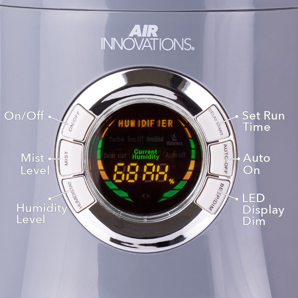 Air Innovations 1.7 Gal. Ultrasonic Cool Mist Humidifier w/ Remote - Controls with humidity display.