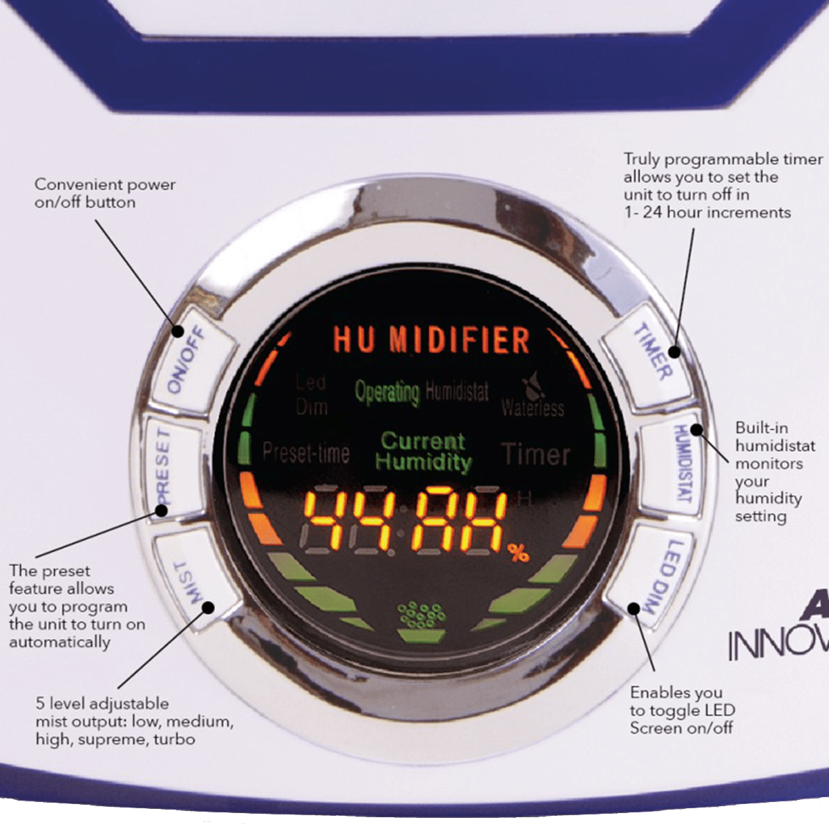 Air Innovations Cool Mist Humidifier - controls