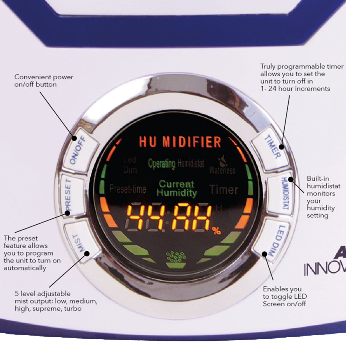 Air Innovations Cool Mist Humidifier - controls