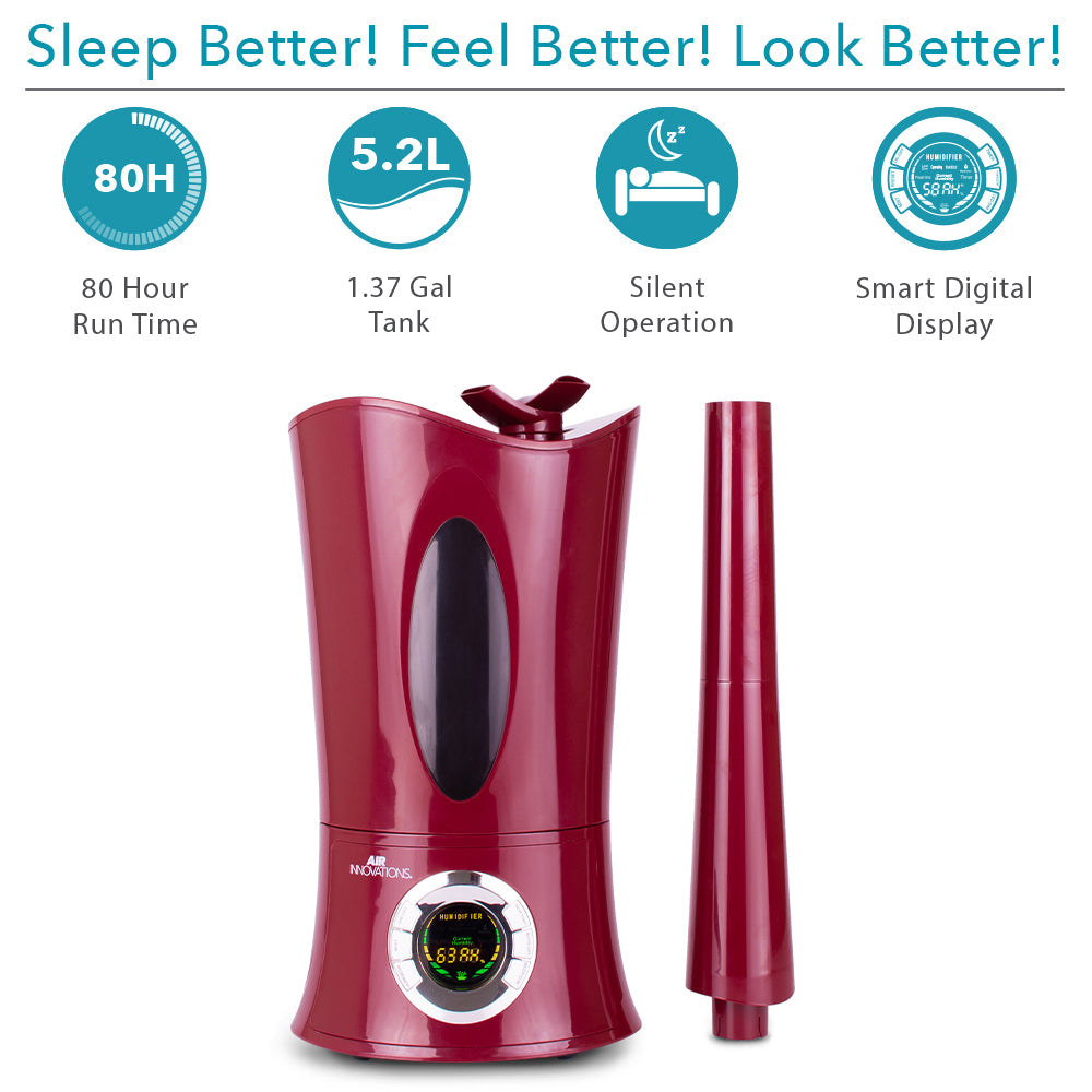 Air Innovations 1.7 Gal. Ultrasonic Cool Mist Humidifier - Functions include 80-hour run time, silent operation, & smart digital display.