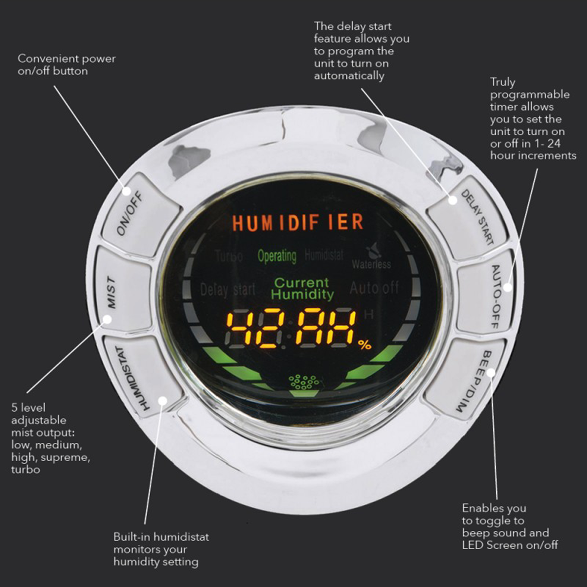 Air Innovations Cool Mist Humidifier - controls