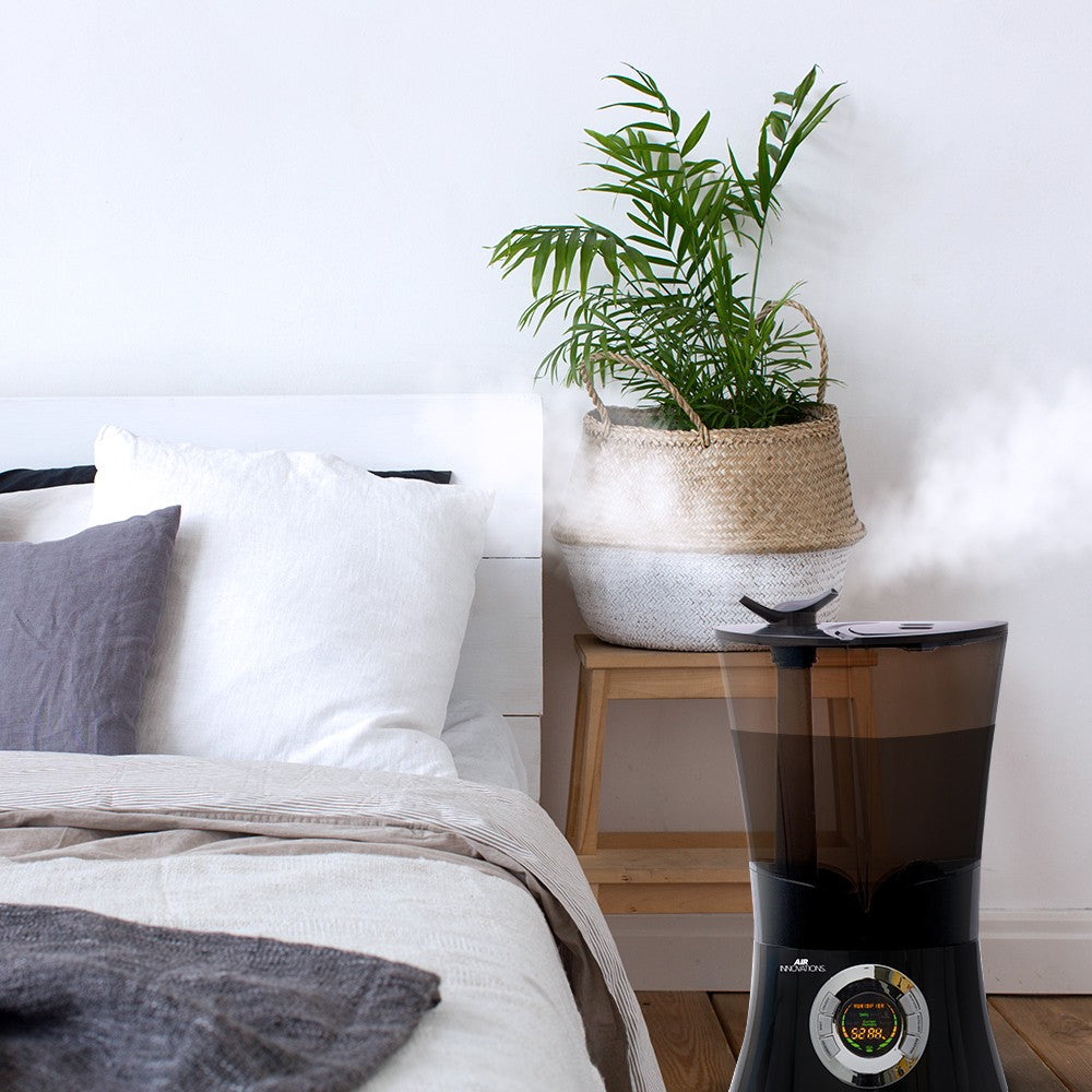 Air Innovations Cool Mist Digital Humidifier - Black - steaming in living room