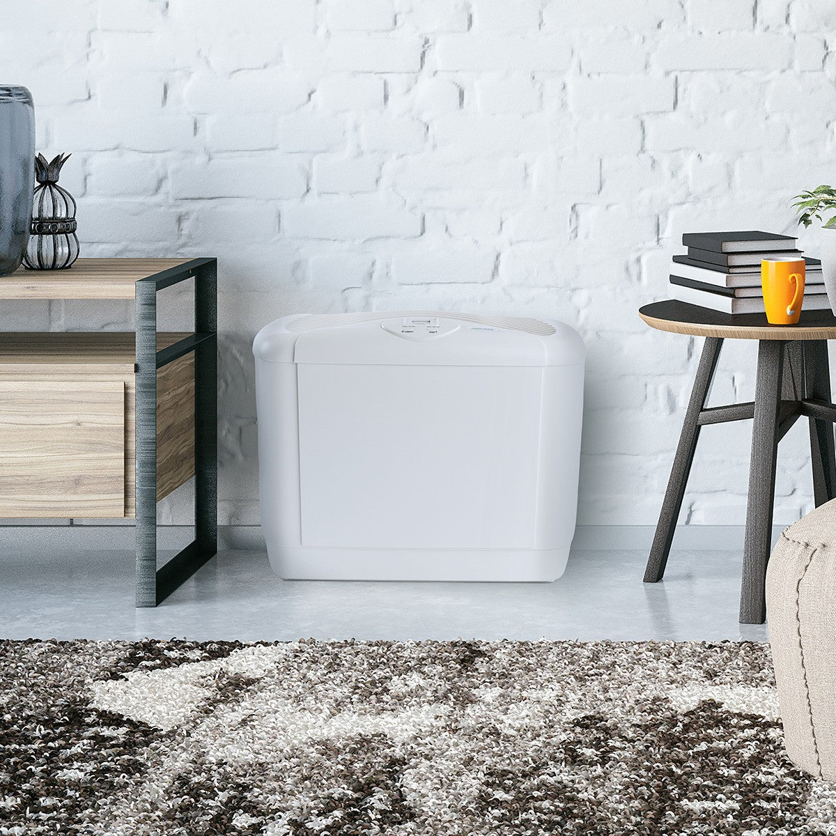 AIRCARE Mini-Console Multi-Room Evaporative Humidifier - close up in living room
