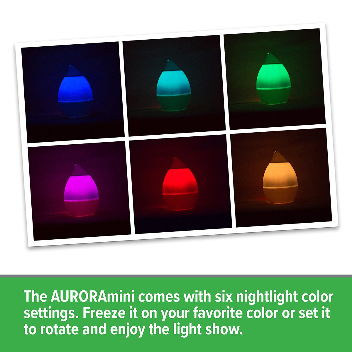 AIRCARE AURORAMini Humidifier - Lightlight Colors include Blue, Auqa, Green, Pink, Orange, and Amber
