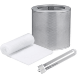 Airpura Prefilter Pk + Carbon Filter + UV Light Bundle for UV600/700/614/714 - Group Image with U-Type UV Bulb