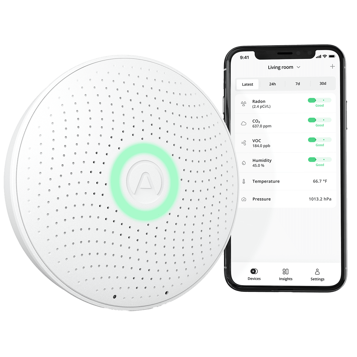 Airthings Wave Plus Smart Indoor Air Quality Monitor + Radon Detection - App